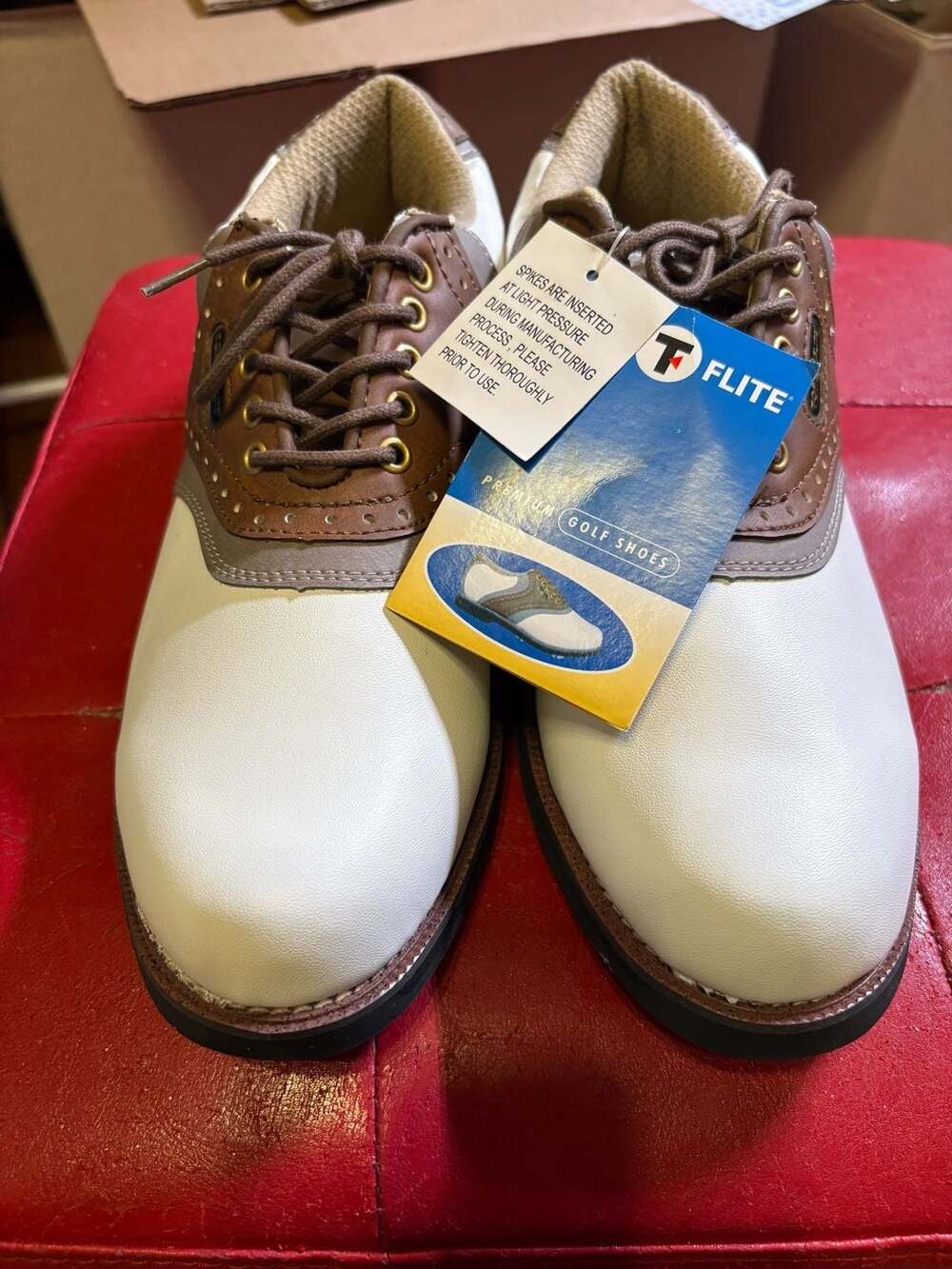 Top Flite Doral Golf Shoes Size 9.5 White Brown Saddle